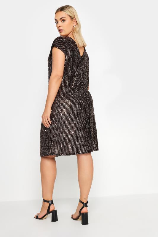 YOURS Plus Size Black Sequin Embellished Velvet Midi Dress | Yours Clothing 4