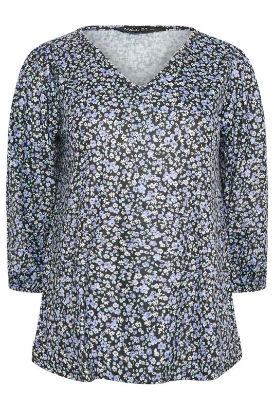 M&Co Petite Blue Ditsy Floral Print Top | M&Co 6