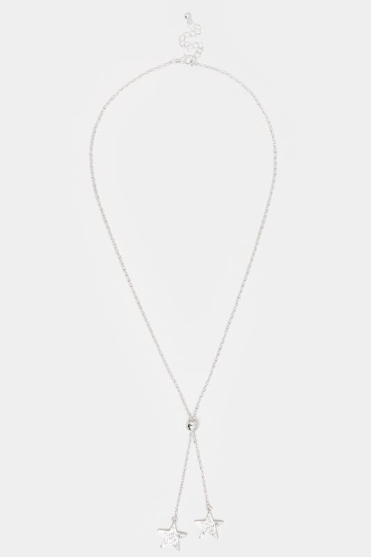 Silver Tone Star Pendant Lariat Necklace | Yours Clothing  2