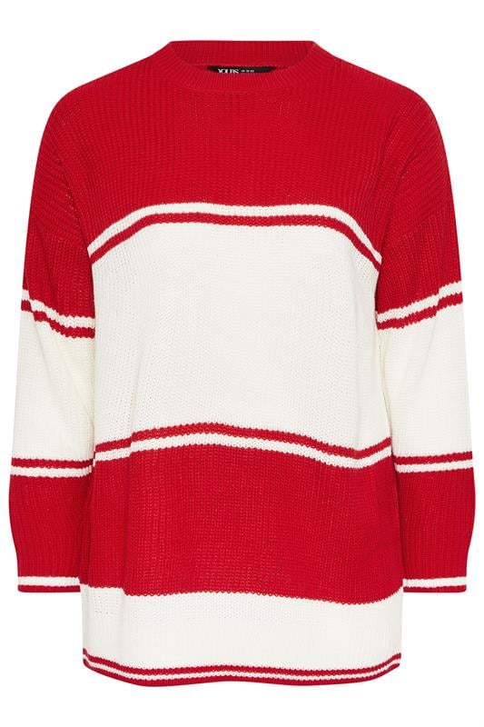 YOURS Plus Size Red Stripe Knitted Jumper | Yours Clothing 5