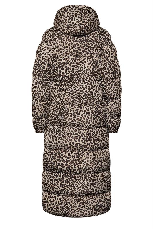 LTS Tall Womens Beige Brown Leopard Print Longline Puffer Coat | Long Tall Sally 7