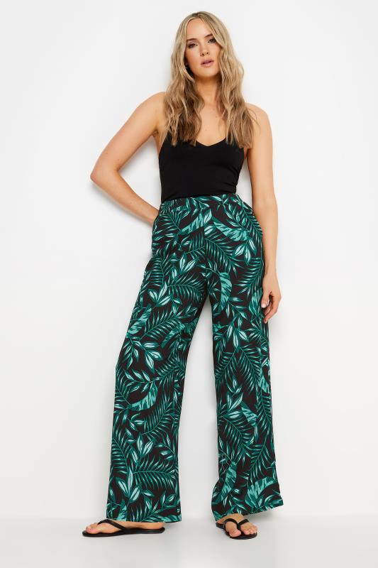 LTS Tall Women's Black Tropical Print Wide Leg Trousers | Long Tall Sally 2