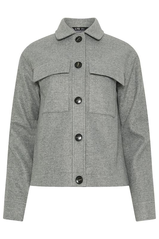 LTS Tall Grey Brushed Button Trucker Jacket | Long Tall Sally 7