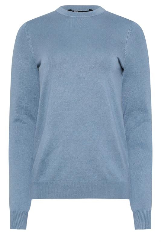 LTS Tall Denim Blue Knitted Crew Neck Jumper | Long Tall Sally 5