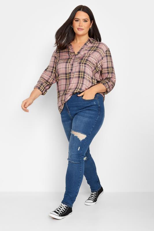 Tall Women's LTS Pink Check Overhead Shirt | Long Tall Sally 2