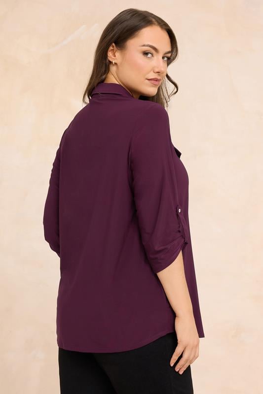 EVANS Plus Size Burgundy Red Tab Sleeve Blouse | Evans  2