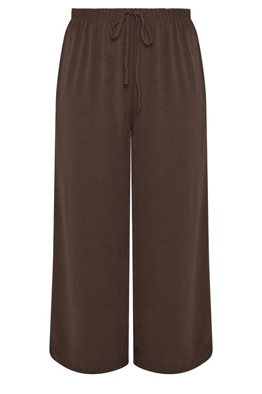 YOURS Plus Size Chocolate Brown Twill Wide Leg Trousers | Yours Clothing 5