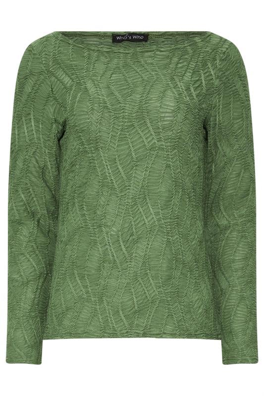 LTS Tall Green Textured Slash Neck Top | Long Tall Sally 5