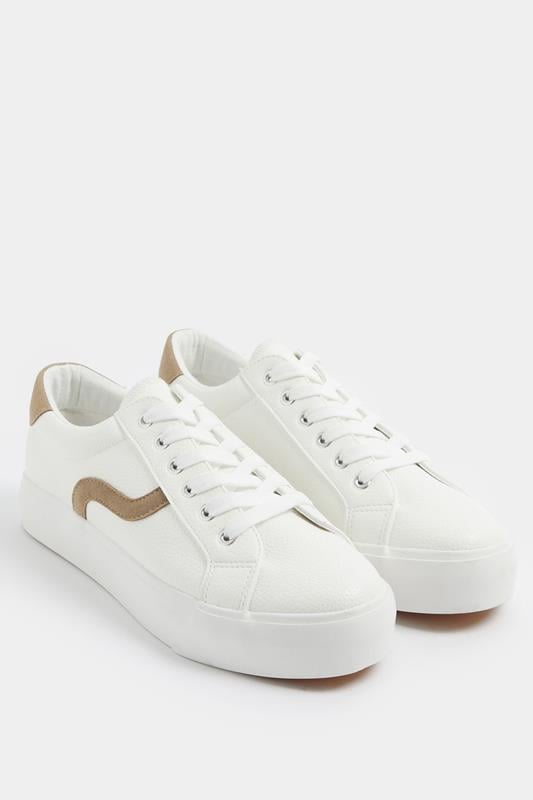  Yours White Faux Leather Trainers In Extra Wide EEE Fit