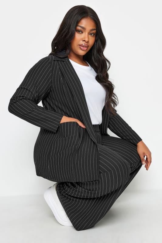 LIMITED COLLECTION Plus Size Black Pinstripe Pocket Blazer | Yours Clothing 6