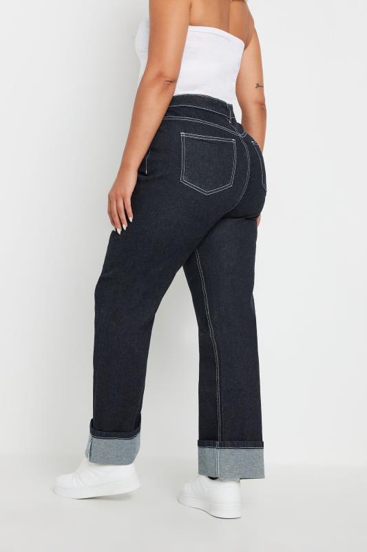 YOURS Plus Size Indigo Blue Wide Leg Turn Up Jeans | Yours Clothing  5