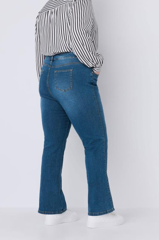 EVANS Plus Size Mid Blue Bootcut Jeans | Evans 3