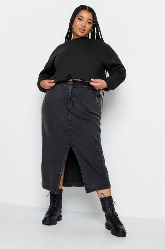 LIMITED COLLECTION Plus Size Black Cropped Sweatshirt | Yours Clothing 1