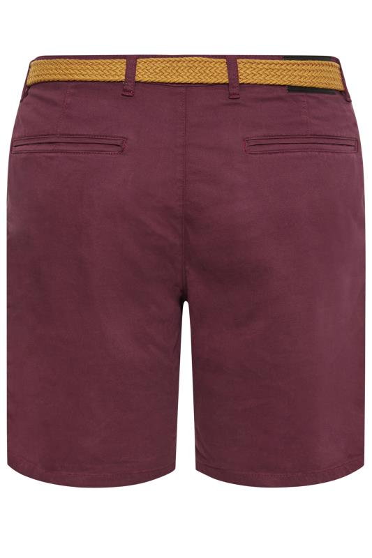KAM Big & Tall Burgundy Red Belted Chino Shorts | BadRhino 4