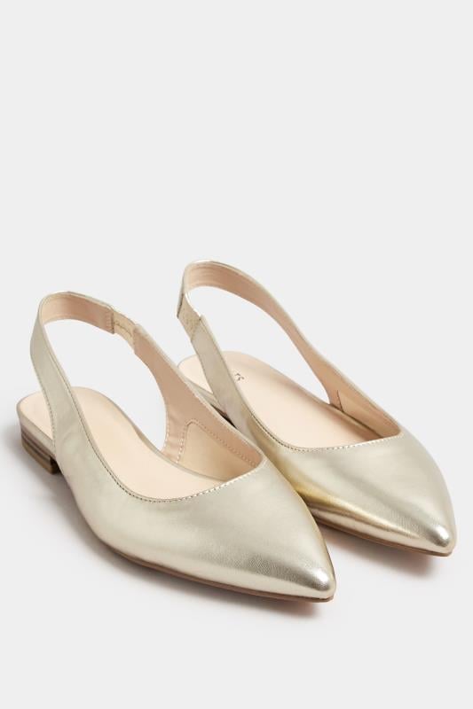 LTS Gold Slingback Point Pumps In Standard Fit | Long Tall Sally 2