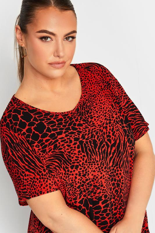 YOURS Plus Size Red Animal Print Top | Yours Clothing 4