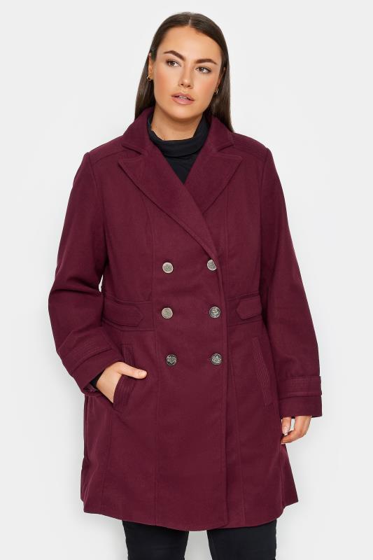 Plus Size  Avenue Burgundy Red Collared Formal Coat