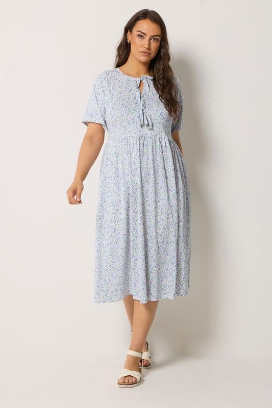 YOURS Curve Ivory White Ditsy Throw On Dress
