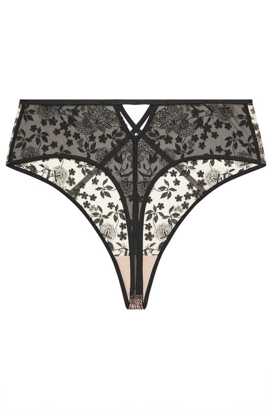 PLAYFUL PROMISES Black Floral Embroidered High Waisted Thong 6
