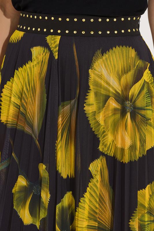 STAR Yellow Floral Pleated Mesh Skirt | StarByJM 5