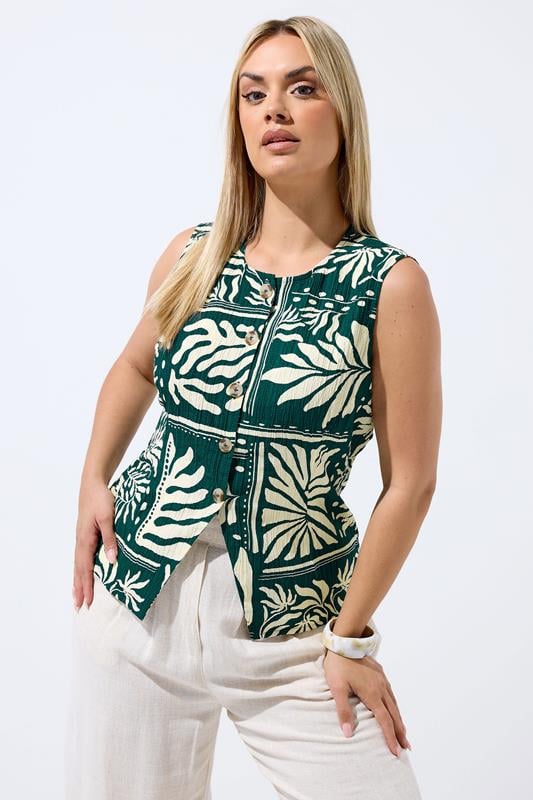 LIMITED COLLECTION Curve Green Palm Leaf Waistcoat