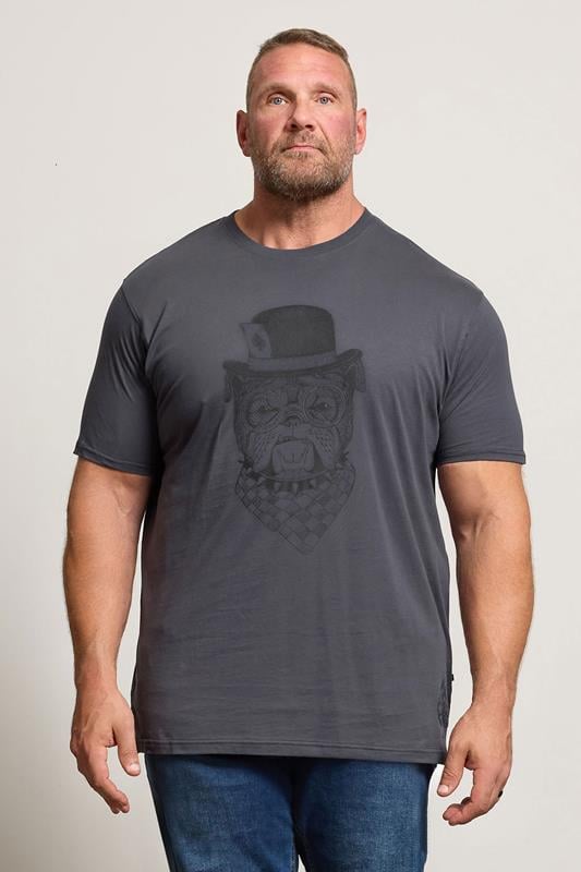 KAM Big & Tall Night Black Bulldog Graphic Print T-Shirt | BadRhino 1