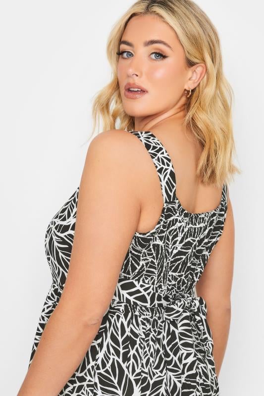 YOURS Plus Size Black Leaf Print Bow Back Vest Top | Yours Clothing 4