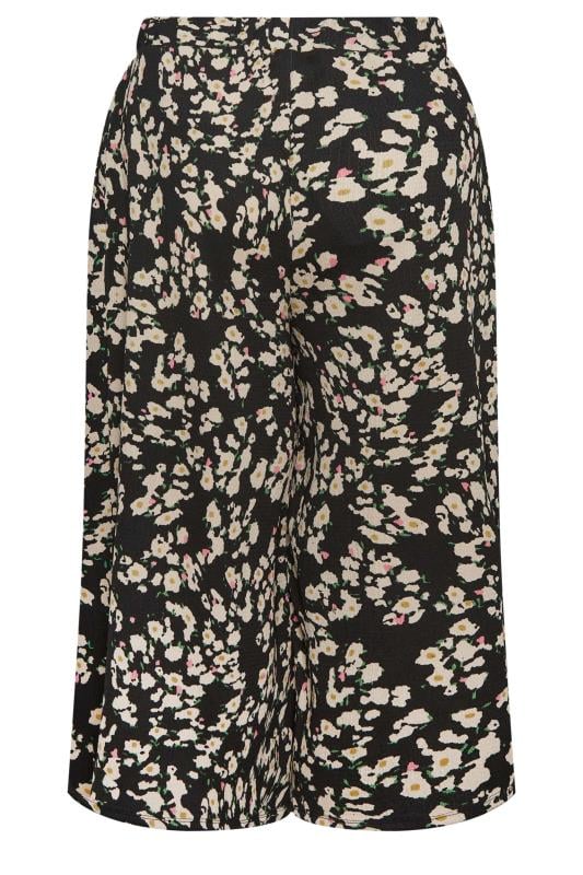 YOURS Plus Size Black Abstract Floral Print Midaxi Culottes | Yours Clothing 7