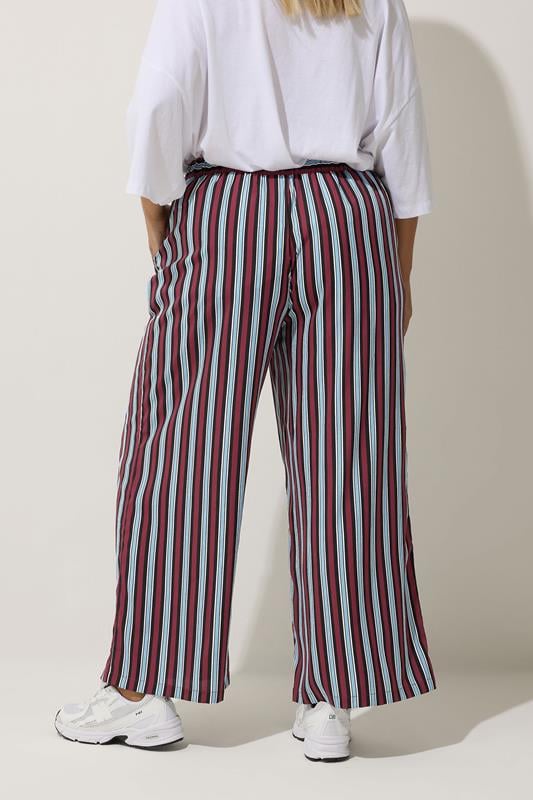 LIMITED COLLECTION Plus Size Blue Stripe Boxer Waist Trousers | Yours Clothing 3