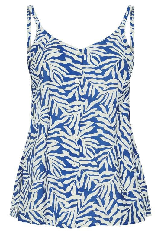 YOURS Plus Size Blue Leaf Print Vest Top | Yours Clothing 5