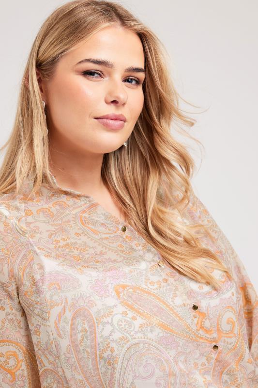 YOURS LONDON Plus Size Pink Paisley Print Longline Shirt | Yours Clothing 4