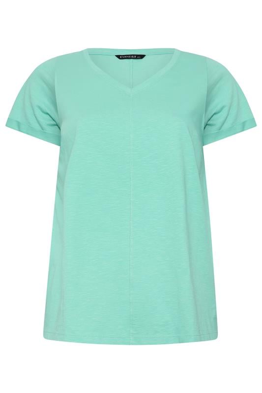 EVANS Plus Size Turquoise Blue Cotton T-Shirt | Evans 5