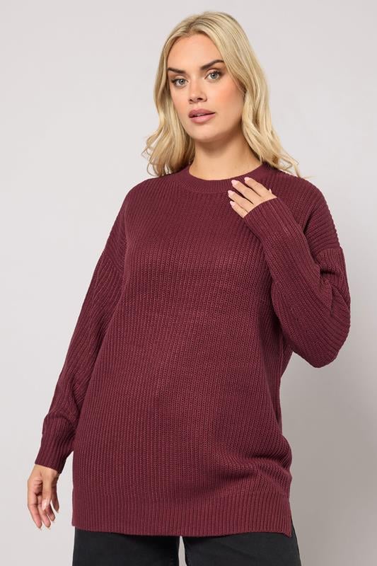  YOURS Curve Berry Red Drop Shoulder Jumper