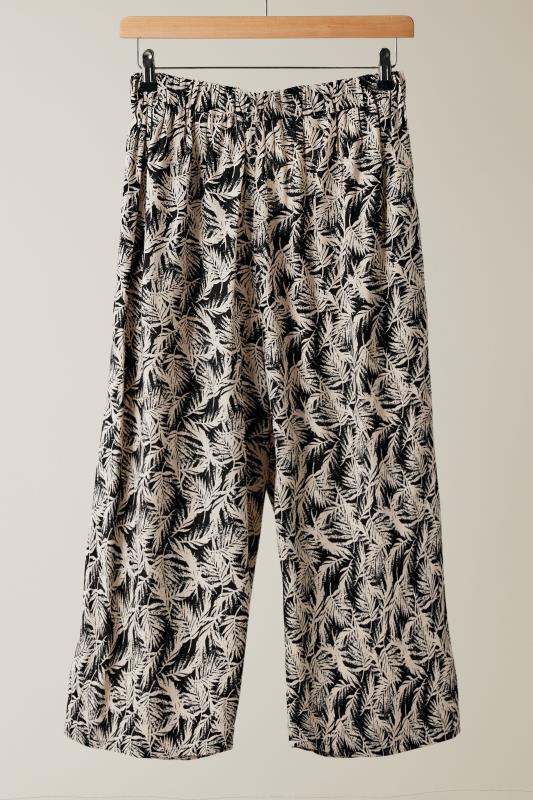 EVANS Plus Size Natural Brown Leaf Print Linen Culottes | Evans  6