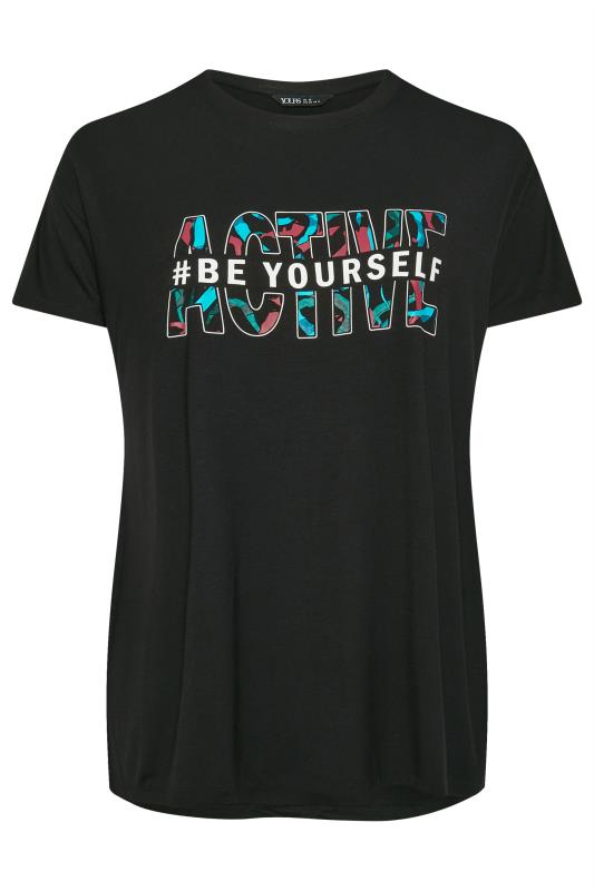 YOURS ACTIVE Plus Size Black 'Be Yourself' Slogan Print Top | Yours Clothing 6