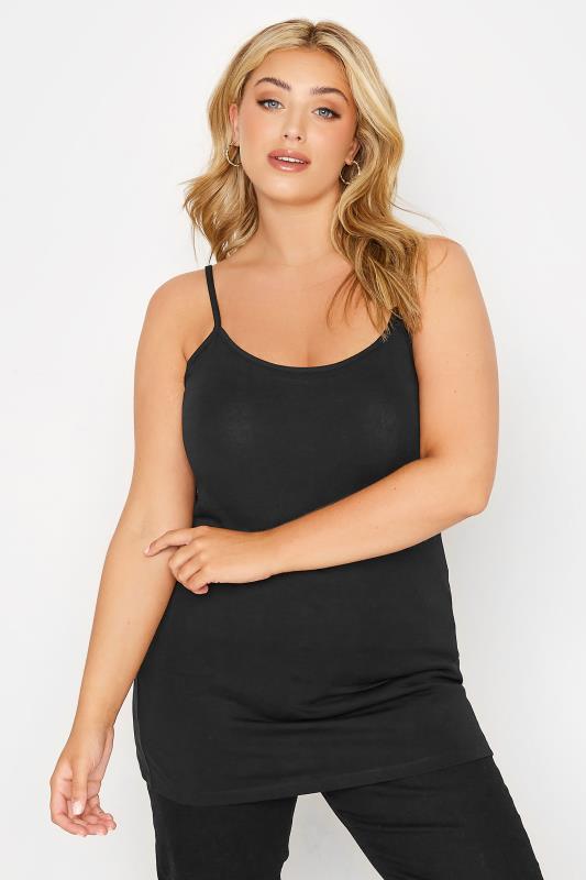  3 PACK Plus Size Black & Navy Blue Cami Tops | Yours Clothing  5