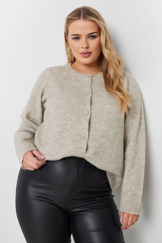 YOURS Plus Size Natural Brown Button Through Cardigan | Yours Clothing 2