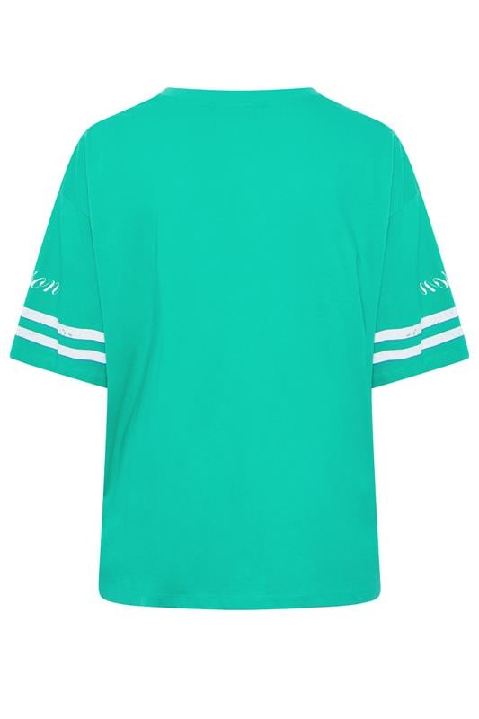 YOURS Plus Size Green 'Milano' Boxy Varsity T-Shirt | Yours Clothing 7