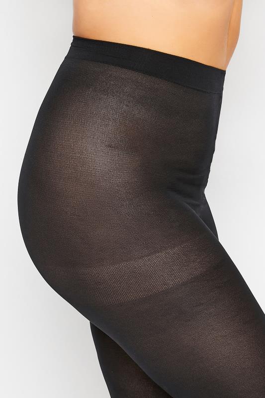 Plus Size Black 80 Denier Footless Tights | Yours Clothing 2
