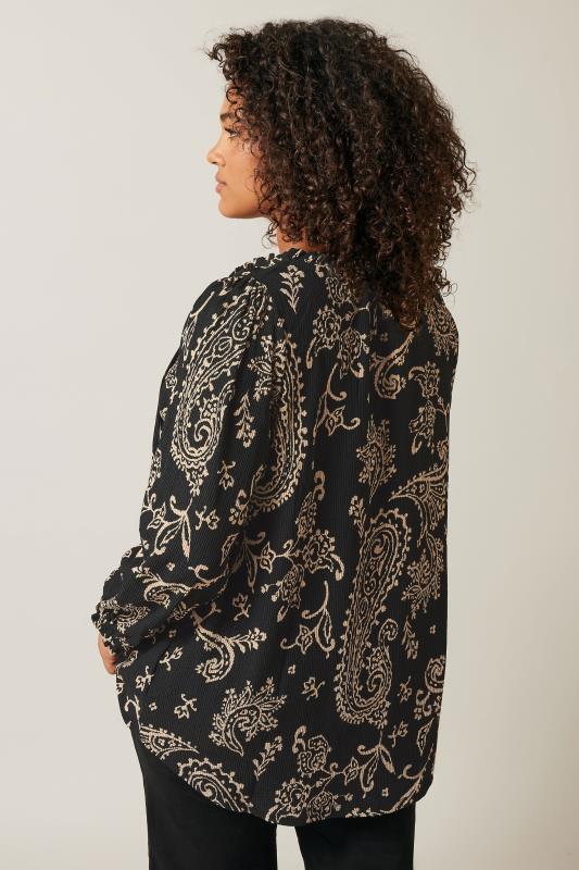 EVANS Plus Size Black Paisley Print Crepe Tie Neck Blouse | Evans  3