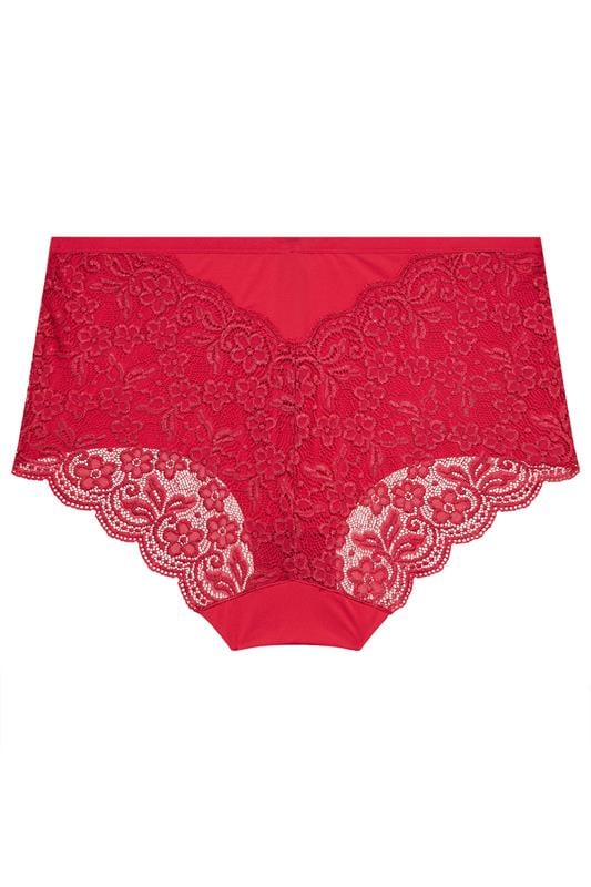 YOURSET 3 PACK Plus Size Red Lace Back High Waisted Knickers | Yours Curve 11