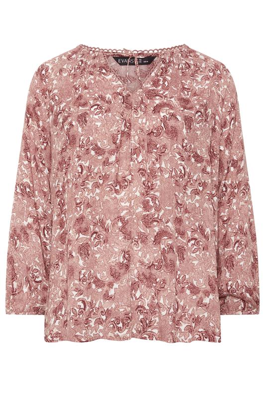 EVANS Plus Size Pink Paisley Long Sleeve Blouse | Evans 5
