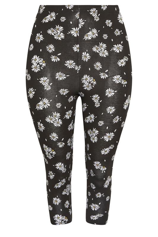 YOURSET 2 PACK Plus Size Black Daisy Cropped Leggings | Yours Clothing 8