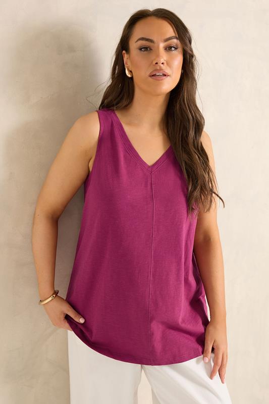  EVANS Curve Berry Red Premium Cotton Vest Top
