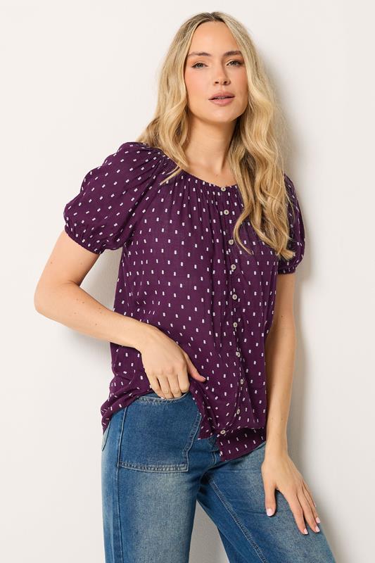 LTS Tall Purple Polka Dot Dobby Top | Long Tall Sally 1