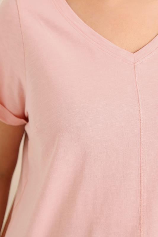 EVANS Plus Size Blush Pink V-Neck Cotton T-Shirt | Evans 4
