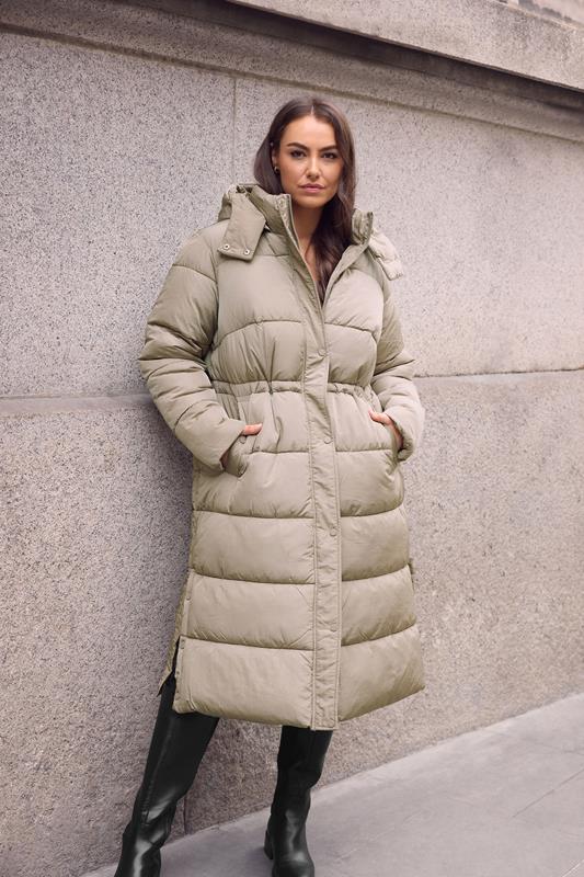 Plus Size  EVANS Curve Natural Brown Maxi Puffer Coat
