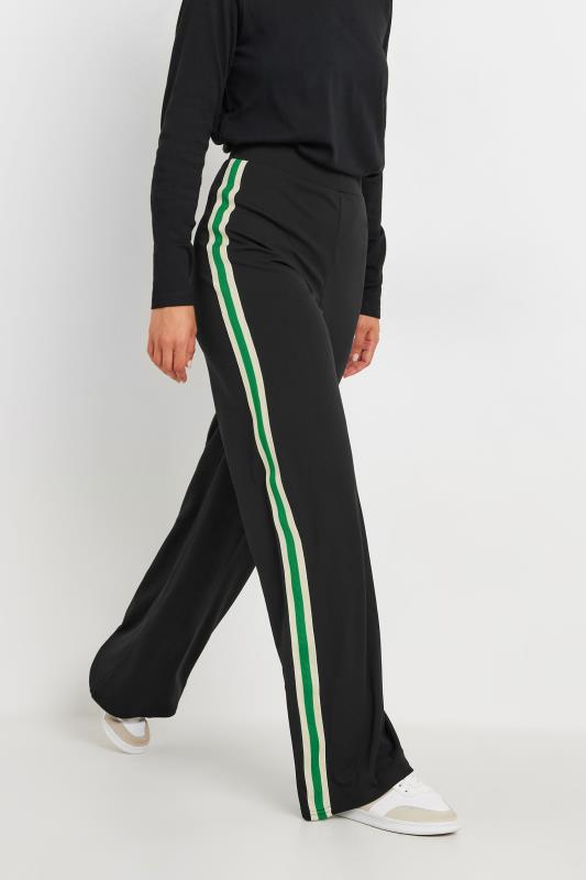 LTS Tall Women's Black & Green Side Stripe Wide Leg Trousers | Long Tall Sally 1