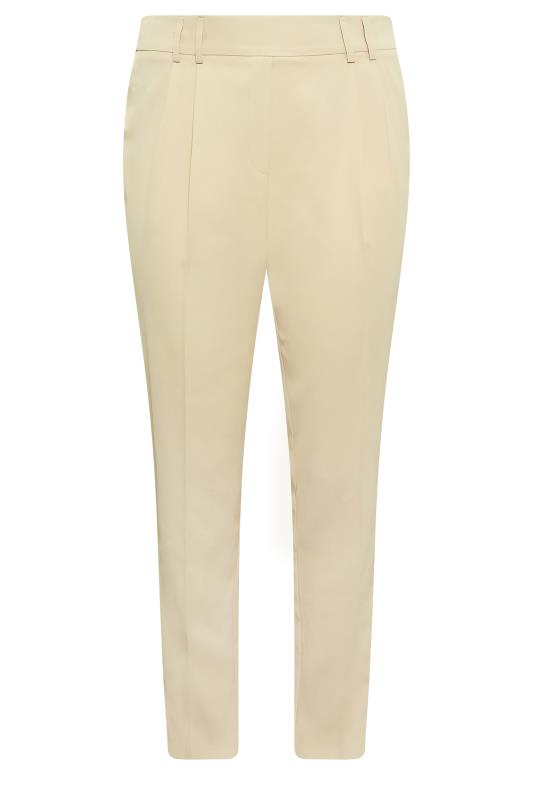 YOURS Plus Size Beige Brown Double Belted Tapered Trousers | Yours Clothing 5