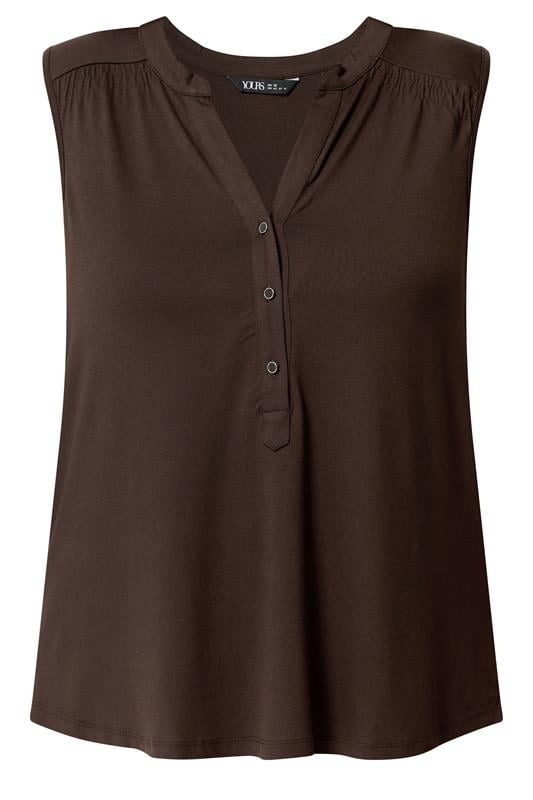 YOURS Plus Size Brown Notch Neck Swing Blouse | Yours Clothing 5